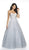 Flair Prom - 19073 Strapless Sweetheart Crystalline Tulle Gown In Silver