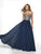Flair Prom - 19074 Strapless Scallop Motif Chiffon Gown In Blue