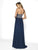 Flair Prom - 19074 Strapless Scallop Motif Chiffon Gown In Blue