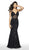 Flair Prom - 19079 Illusion Midriff Sequined Mermaid Gown In Black