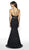 Flair Prom - 19079 Illusion Midriff Sequined Mermaid Gown In Black