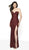 Flair Prom - 19080 Sequined Sweetheart Gown with Slit In Red