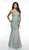 Flair Prom - 19084 Beaded Ornate Strapless Sweetheart Mermaid Gown In Green and Nude