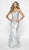 Flair Prom - 19085 Intricate Sequined Plunging Mermaid Gown In Silver