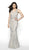Flair Prom - 19086 Beaded Blouson Bodice Mermaid Gown In Silver and Nude