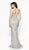 Flair Prom - 19086 Beaded Blouson Bodice Mermaid Gown In Silver and Nude