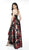Flair Prom - 19092 Halter Brocade High Low A-line Dress In Black and Red