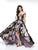 Flair Prom - 19094 Brocade Off-Shoulder High Low A-line Dress In Black and Purple