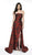 Flair Prom - 19096 Strapless Brocade Dress With Overskirt In Red