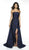 Flair Prom - 19096 Strapless Brocade Dress With Overskirt In Blue
