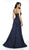 Flair Prom - 19096 Strapless Brocade Dress With Overskirt In Blue