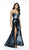 Flair Prom - 19100 Strapless Brocade Sweetheart A-line Dress In Black and Blue