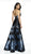 Flair Prom - 19100 Strapless Brocade Sweetheart A-line Dress In Black and Blue