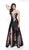 Flair Prom - 19100 Strapless Brocade Sweetheart A-line Dress In Black and Pink