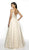 Flair Prom - 19101 Lace Plunging V-neck A-line Dress In Neutral