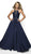 Flair Prom - 19105 Embellished Crepe Halter Ballgown In Blue