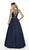 Flair Prom - 19105 Embellished Crepe Halter Ballgown In Blue