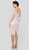 Terani Couture - 1911C9001 Knee Length Long Sleeve Lace Sheath Dress In White and Pink