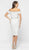 Terani Couture - 1911C9002 Metallic Bead-Trimmed Off Shoulder Dress In White and Silver