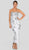 Terani Couture - 1911C9012 Strapless Floral Appliqued Tea-Length Dress In Silver