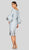 Terani Couture - 1911C9016 Two Tone Bateau Quarter Length Sleeve Dress In Silver and Gray
