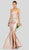 Terani Couture - 1911E9100 Strapless Floral Tiered Peplum Mermaid Gown In Neutral and Gold
