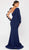 Terani Couture - 1911E9109 Floral Appliqued V-Neck Mermaid Gown In Blue