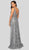 Terani Couture - 1911E9113 Sequined V Neck Gown with Overskirt In Silver and Neutral