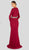 Terani Couture - 1911E9116 Long Sleeve High Slit Long Formal Dress In Red