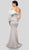 Terani Couture - 1911E9127 Ruffled Single Sleeve Trumpet Dress In Gray