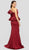 Terani Couture - 1911E9127 Ruffled Single Sleeve Trumpet Dress In Red