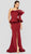 Terani Couture - 1911E9127 Ruffled Single Sleeve Trumpet Dress In Red
