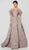 Terani Couture - 1911E9138 Fringed Off-Shoulder Pleated Ballgown In Pink and Gray