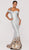 Terani Couture - 1911E9141 Floral Appliqued One Shoulder Evening Gown In Silver and Brown