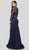 Terani Couture - 1911E9602 Illusion Applique Long Sleeve Trumpet Dress In Blue