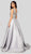 Terani Couture - 1911E9620 Lavishly Ornate V Neck A-line Prom Gown in Silver