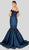 Terani Couture - 1911E9622 Embellished Off-Shoulder Mermaid Gown In Blue