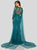 Terani Couture - 1911GL9468 Leafy Embroidered Sheath Evening Dress In Blue and Green