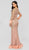 Terani Couture - 1911GL9499 Bead Embellished Plunging Evening Gown In Pink and Gold