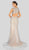 Terani Couture - 1911GL9500 Bead Embellished Cutouts Sheath Gown In Silver