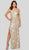 Terani Couture - 1911GL9510 Bead Embellished Asymmetrical Evening gown In Silver and Gold