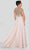 Terani Couture - 1911M9300 Beaded Short Sleeves A-Line Dress In Neutral
