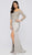 Terani Couture - 1911M9307 Appliqued Illusion Gown with Slit