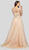 Terani Couture - 1911M9317 Long Sleeve Illusion Lace Appliqued Gown In Neutral