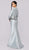 Terani Couture - 1911M9323 Beaded Floral Appliqued Trumpet Gown In Silver and Gray