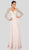 Terani Couture - 1911M9326 Bead-Striped Sheer Long Sleeve Chiffon Gown In Neutral
