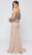 Terani Couture - 1911M9328 Sheer Bishop Sleeve Lace Peplum Gown In Brown