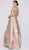 Terani Couture - 1911M9661 Floral Appliqued Off-Shoulder A-Line Gown In Neutral and Silver