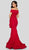 Terani Couture - 1911M9668 Off Shoulder Peplum Accent Mermaid Gown In Red