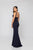 Terani Couture - 1911P8138 Deep Sweetheart High Slit Trumpet Gown In Blue